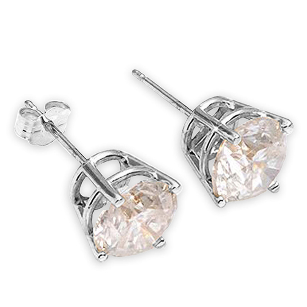 14K. GOLD STUD EARRINGS WITH 1.50 CT. NATURAL DIAMONDS (White Gold) - Picture 3 of 5